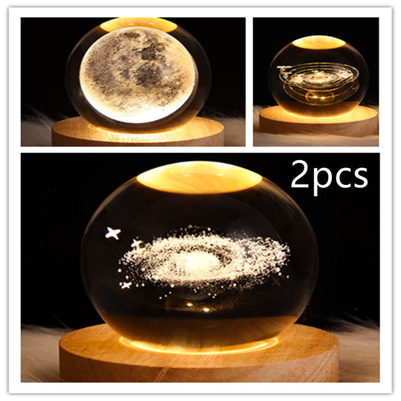 LED Galaxy Crystal Ball 3D Moon Lamp
