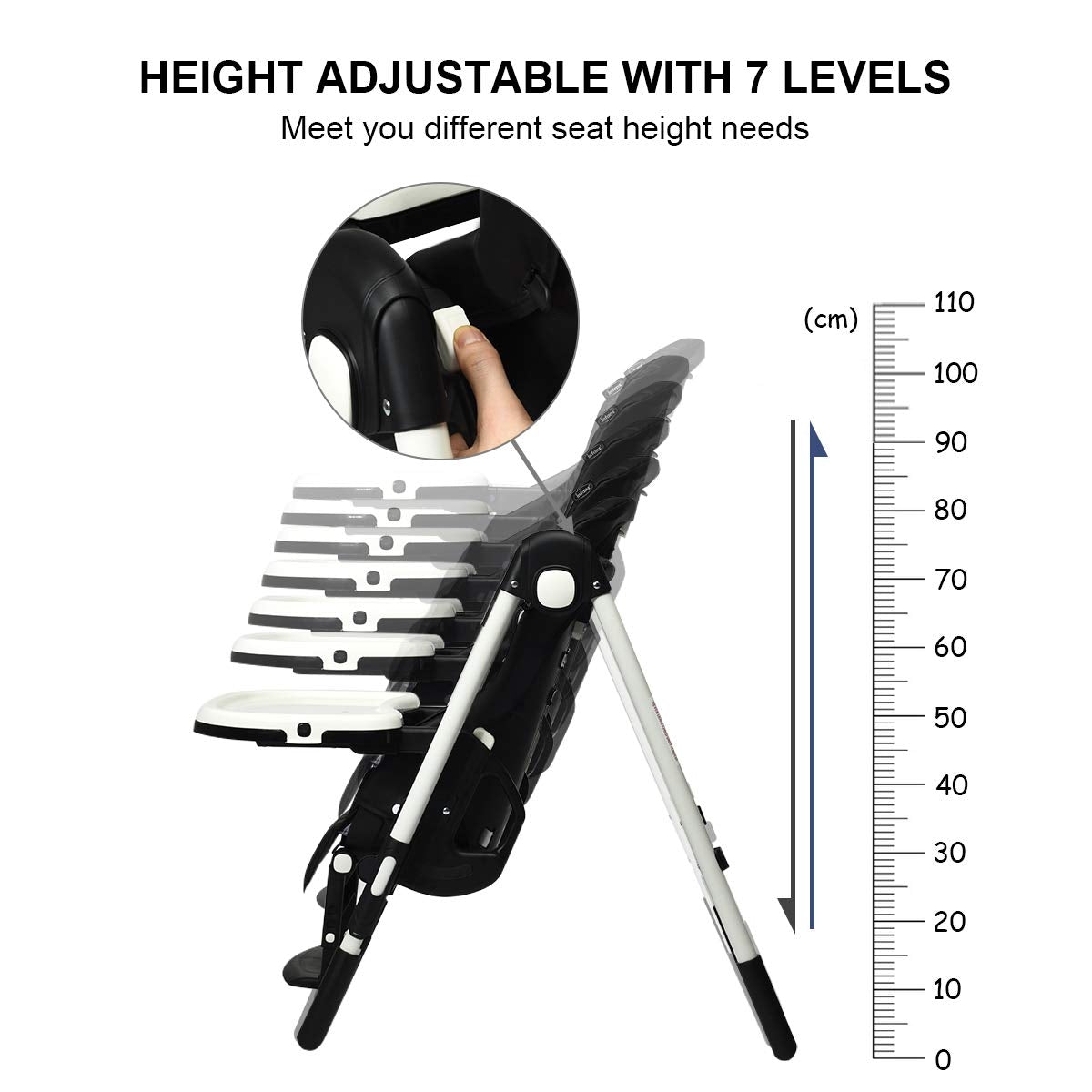 Foldable High chair with Multiple Adjustable Backrest-Black GBruno Store