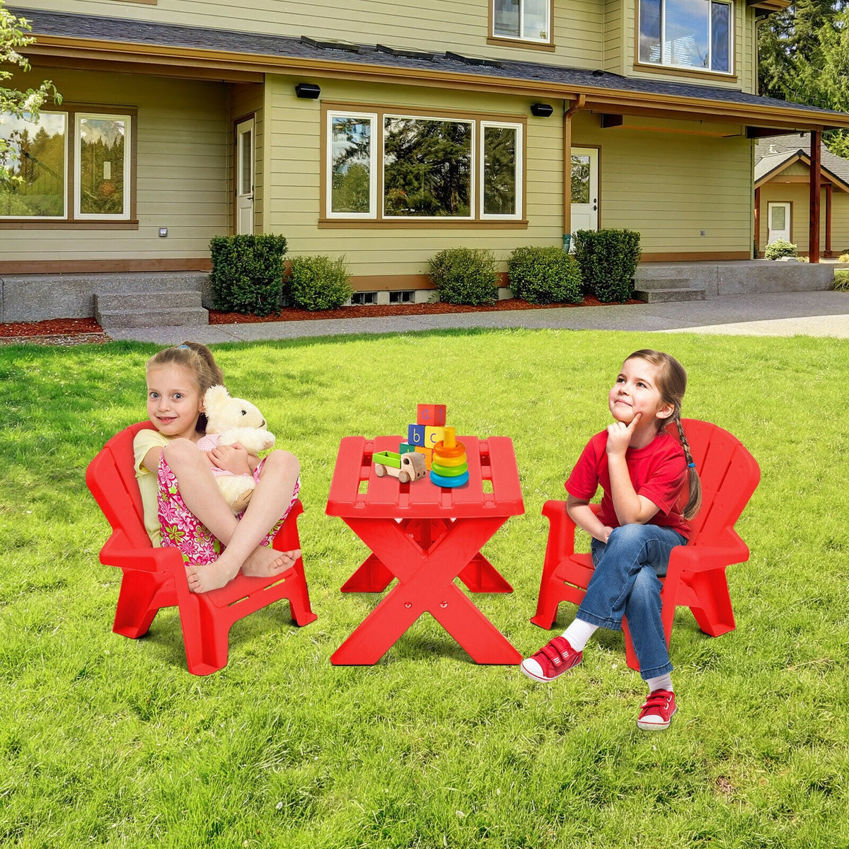 3-Piece Plastic Children Play Table Chair Set-Red GBruno Store