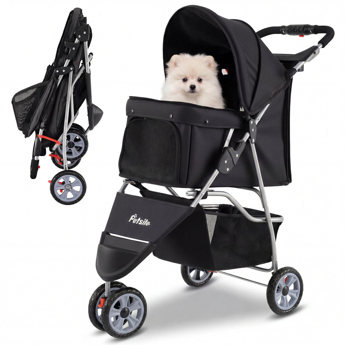 3 Wheel Pet Stroller for Small Dogs Cats up to 33 LBS DirectDeals