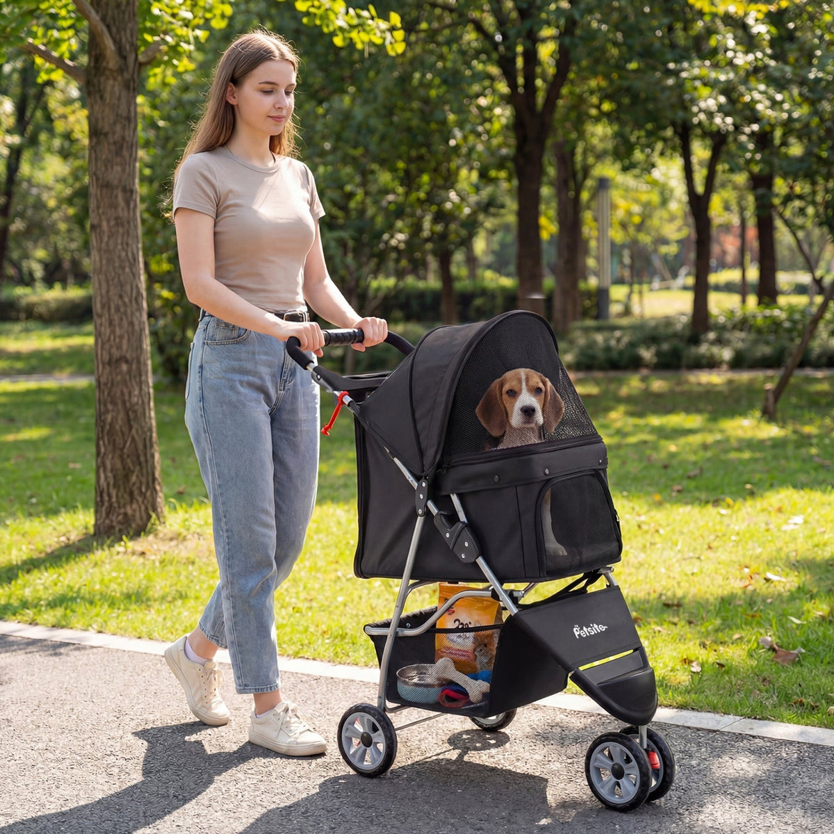 3 Wheel Pet Stroller for Small Dogs Cats up to 33 LBS DirectDeals