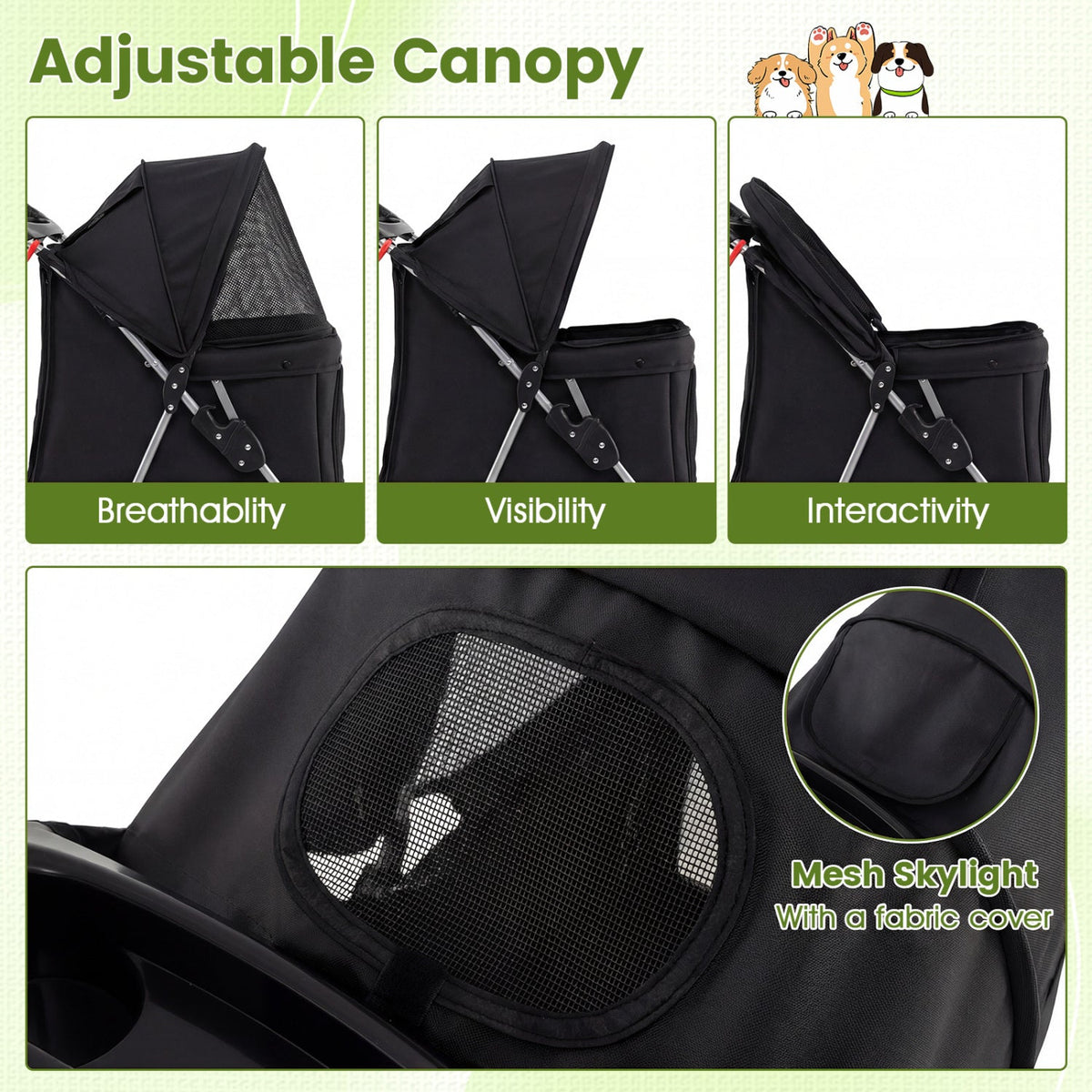 3 Wheel Pet Stroller for Small Dogs Cats up to 33 LBS DirectDeals