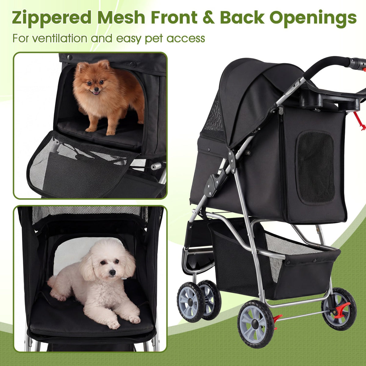 3 Wheel Pet Stroller for Small Dogs Cats up to 33 LBS DirectDeals