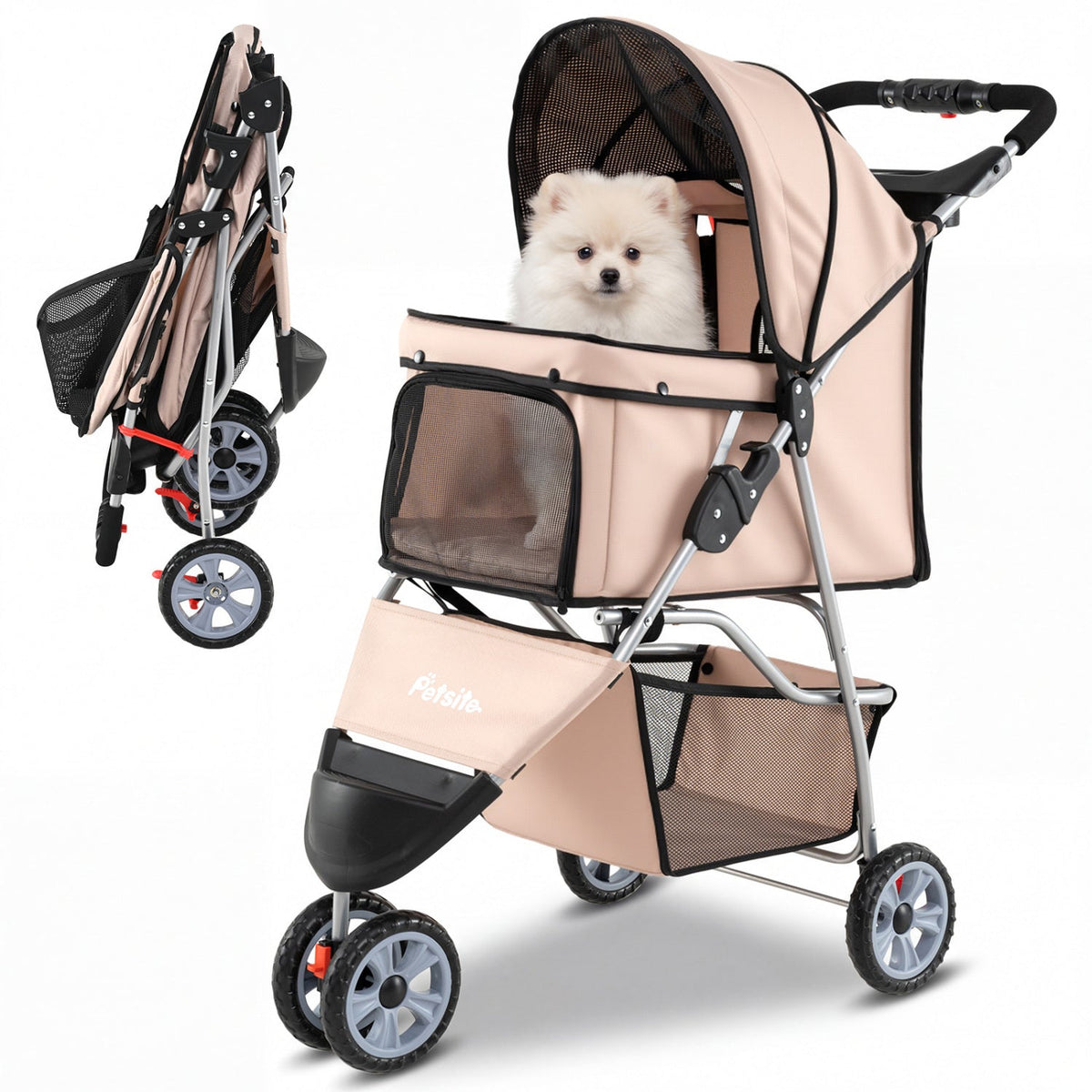 3 Wheel Pet Stroller for Small Dogs Cats up to 33 LBS DirectDeals