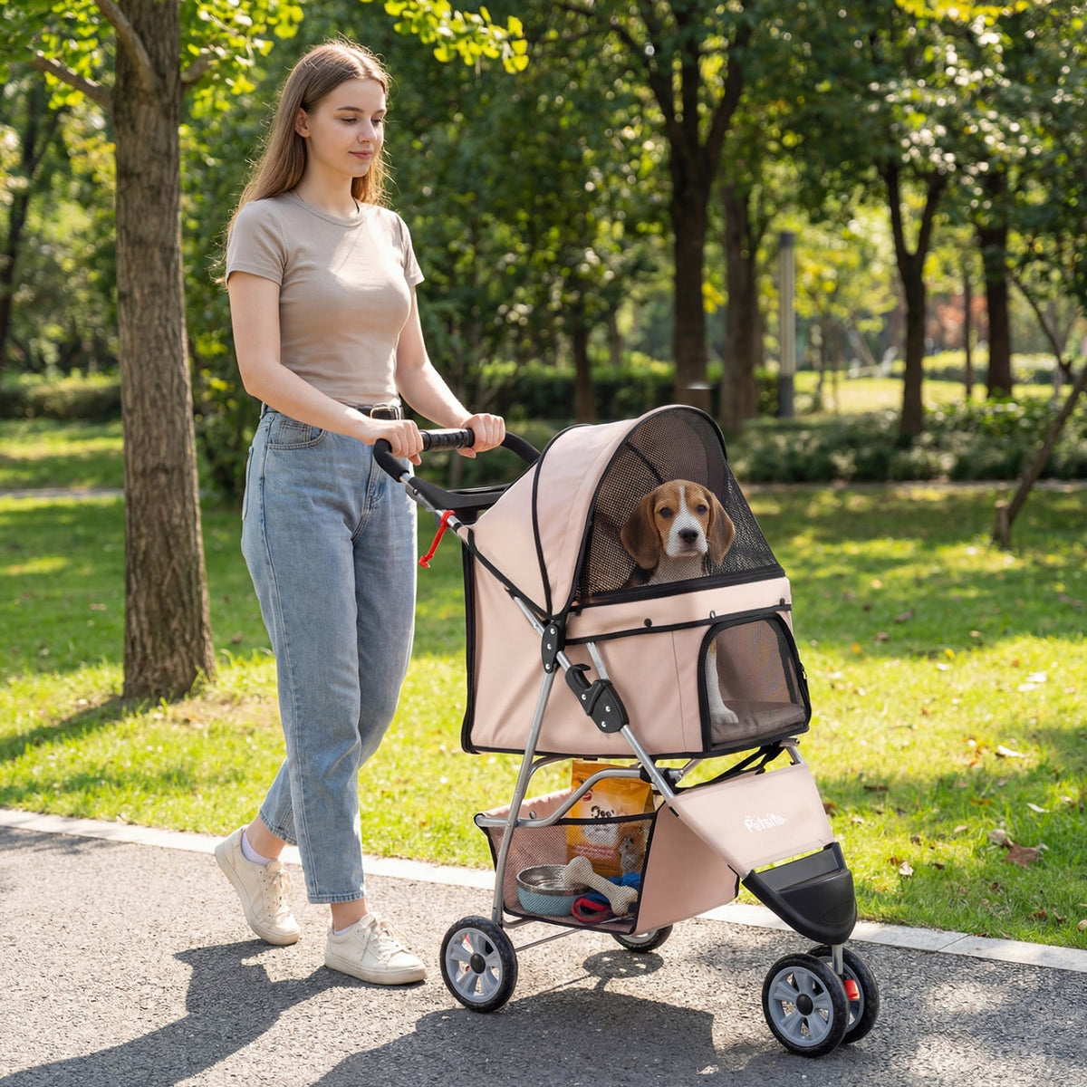 3 Wheel Pet Stroller for Small Dogs Cats up to 33 LBS DirectDeals