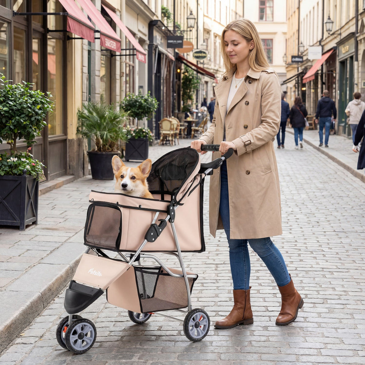 3 Wheel Pet Stroller for Small Dogs Cats up to 33 LBS DirectDeals