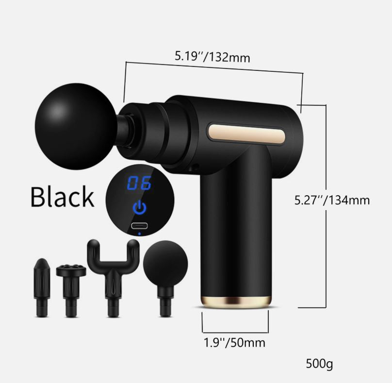 Massage Gun Deep Tissue Massager, 6 Speed Percussion Muscle Massager 4 Heads