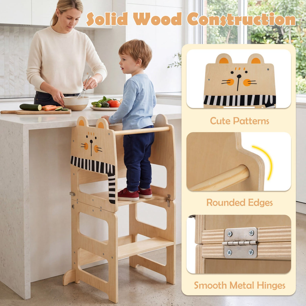 3-in-1 Wooden Kids Step Stool with Chalkboard DirectDeals