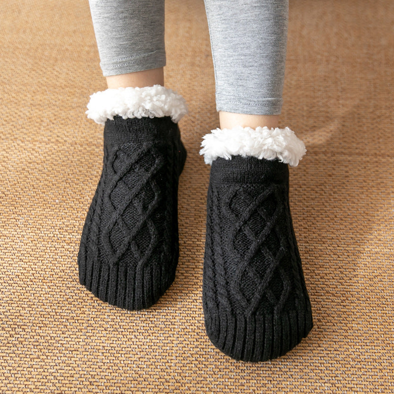 Winter Knitted Plush Socks, Non-slip, Women’s