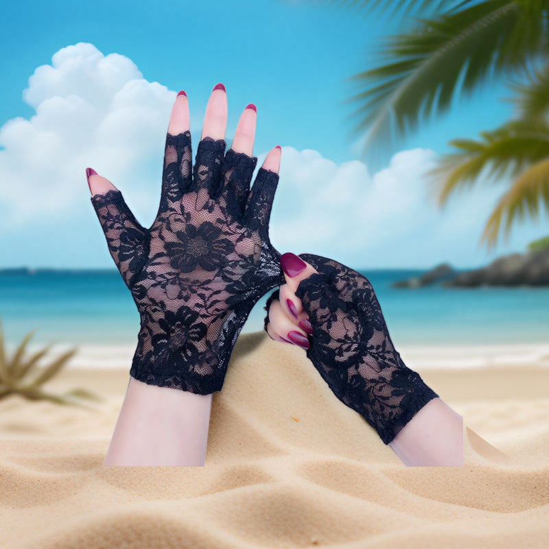 Half Finger Lace Sun Protection Gloves For Women Summer