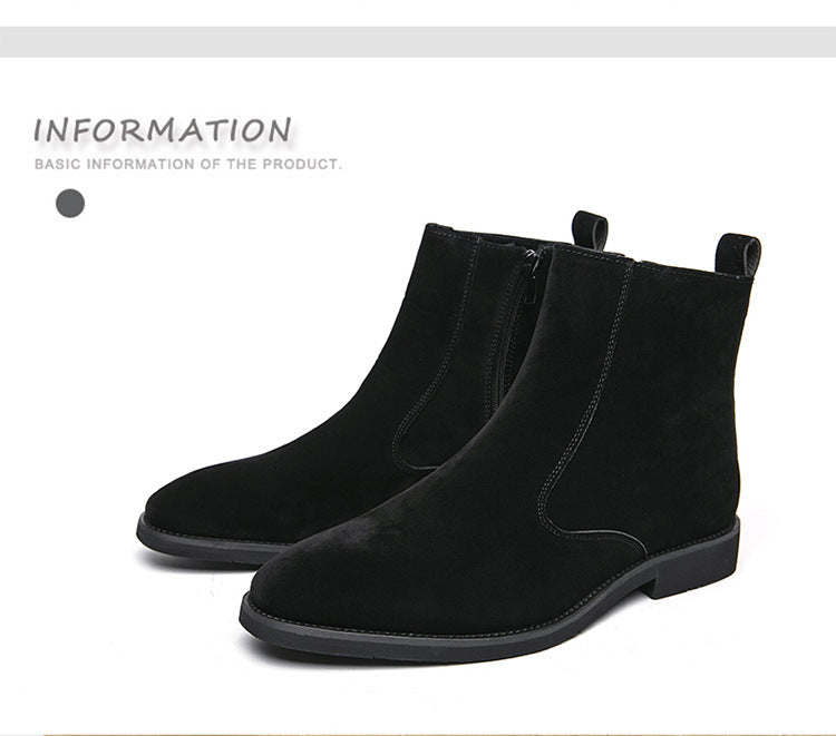 Short Suede Chelsea High Top Ankle Boots