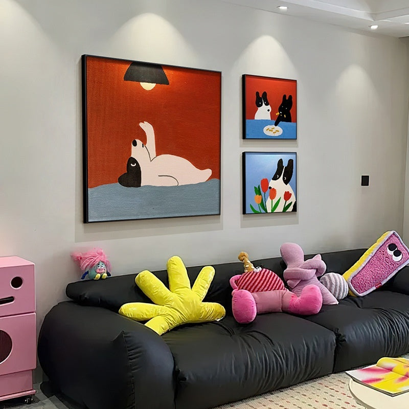 Cartoon Dog Red Square Restaurant Mural My Store