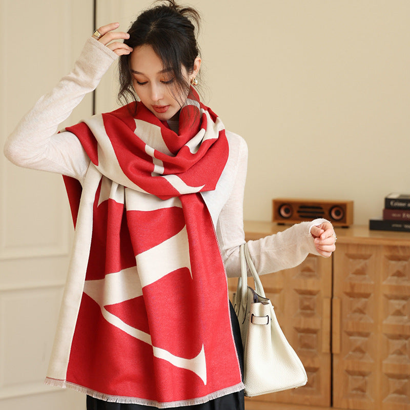 Female Versatile Fashion Thickened Warm Cashmere Scarf My Store