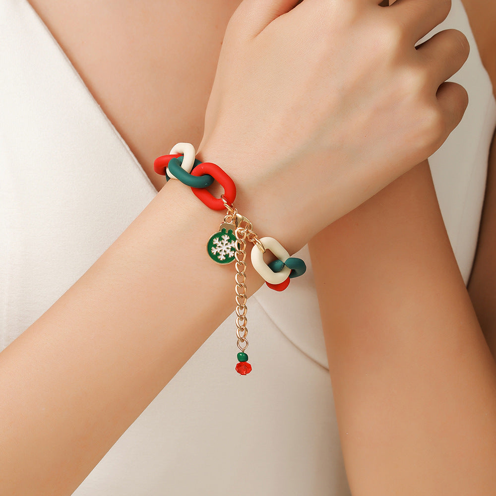 Christmas Bracelet, Santa, Snowflake, Pearl