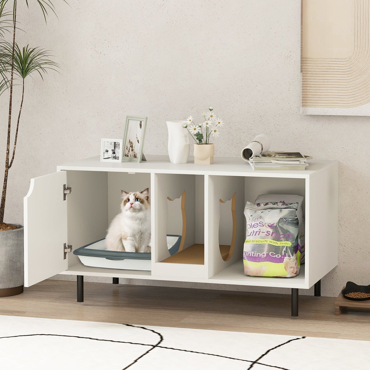 Elephant Themed Cat Tree for Adult Cats Multi-level Kitty Tower with 2 Condos DirectDeals