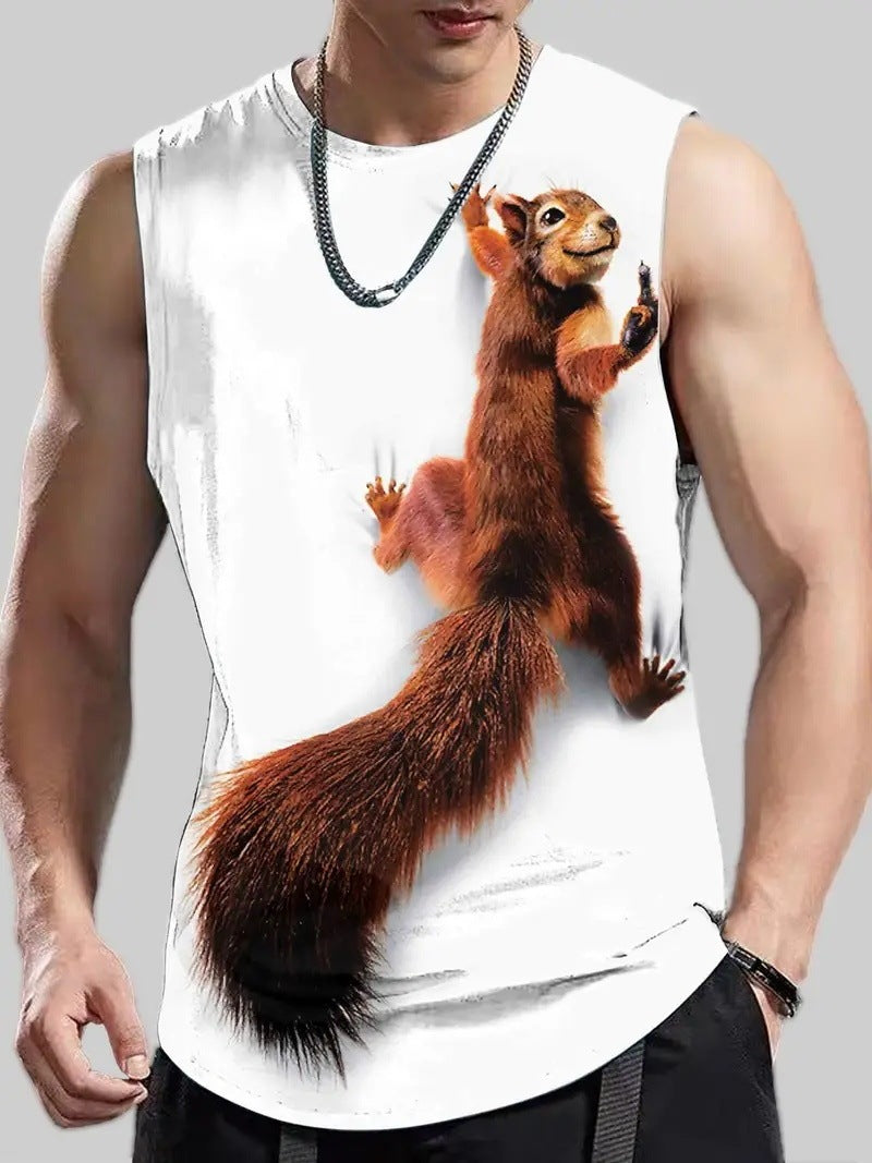 Men's Plus Size Sleeveless 3D Retro Print Vest