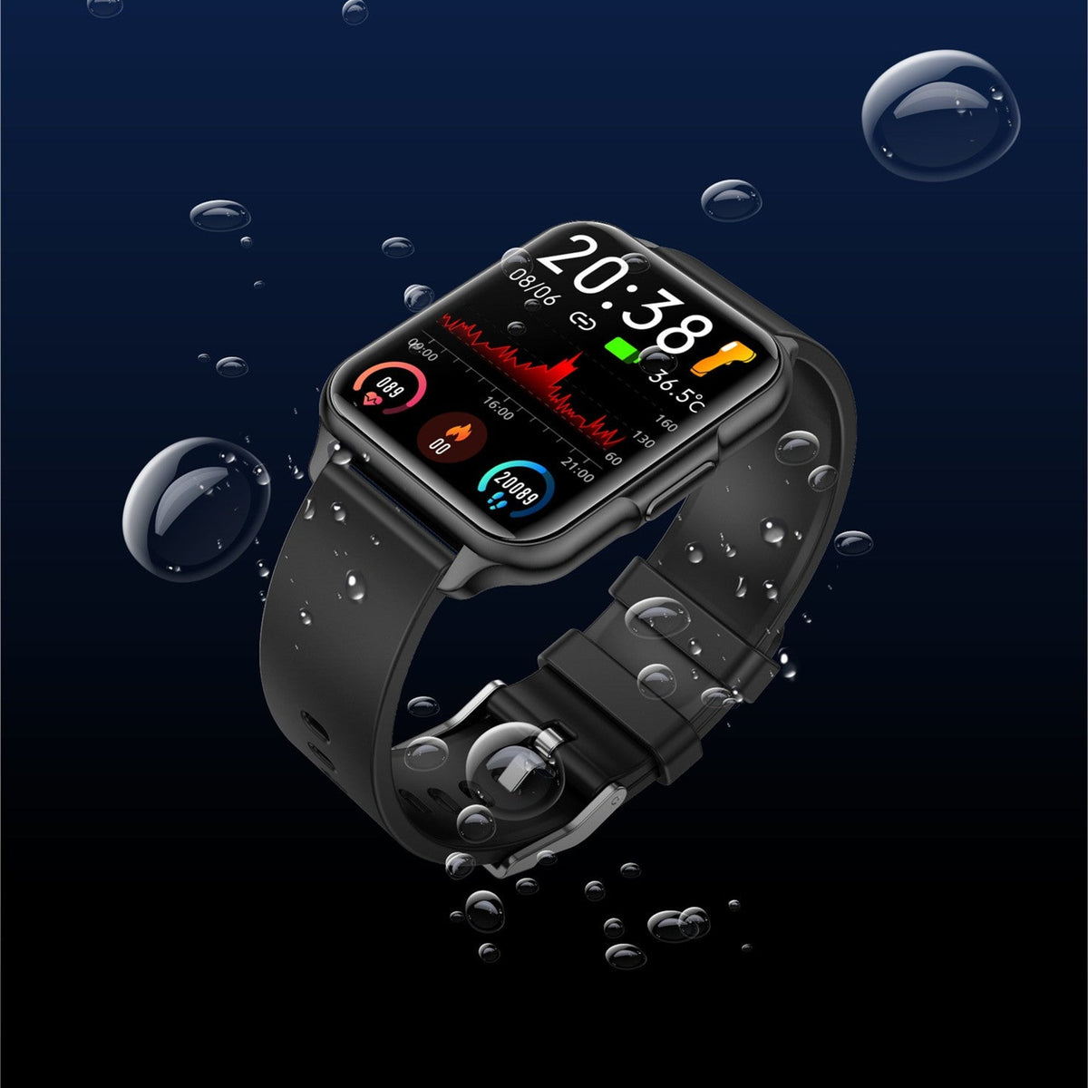 Waterproof Sports Watch Temp Heart Rate