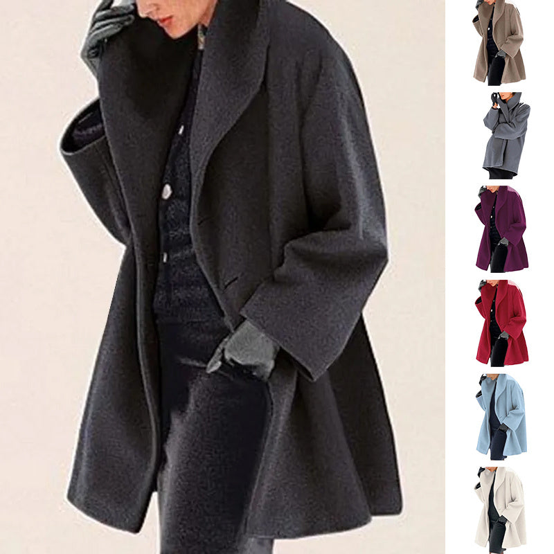 Women's Trendy Clothes Multi-color Round Neck Loose Sweater Woolen Coat Solid Casual Coat For Autumn And Winter My Store