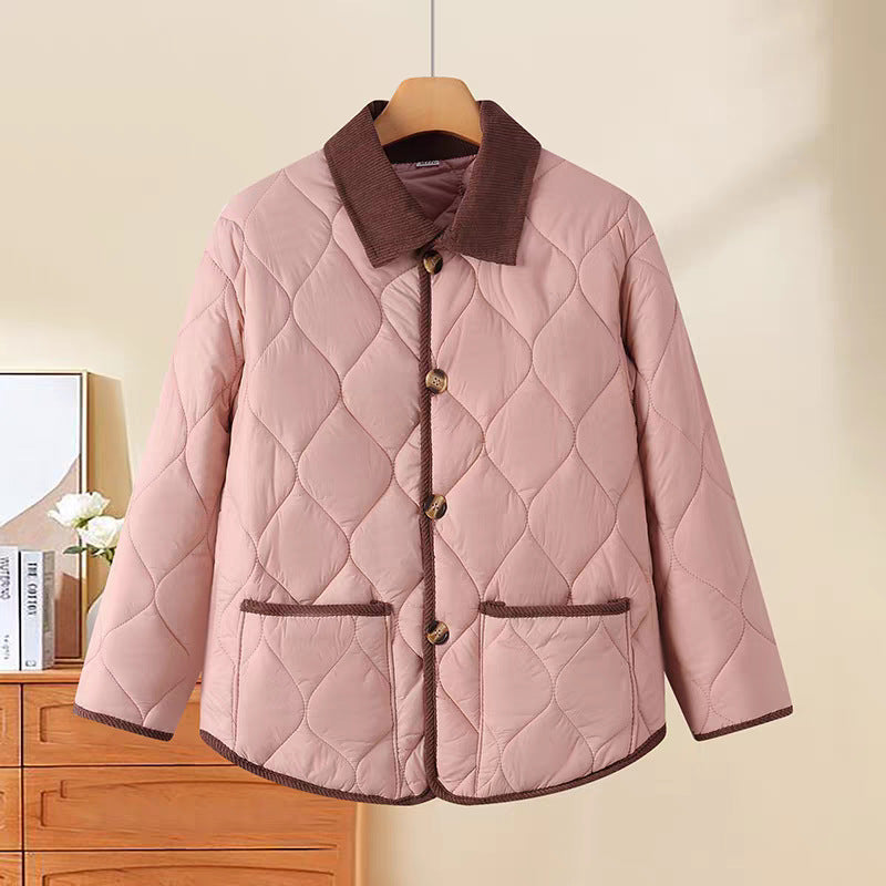 Womens Mid Length Cotton Coat With A Fur Collar