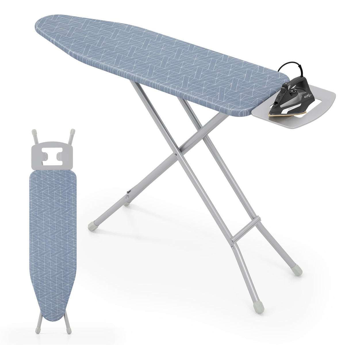48 Inch x 13.5 Inch Ironing Board with Iron Rest for Home-Gray