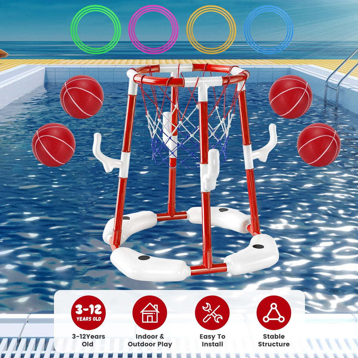 GBruno Floating Pool Basketball Game for Kids