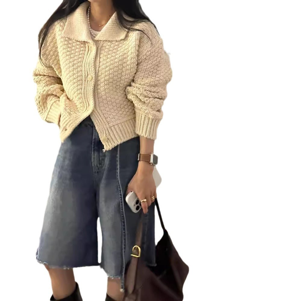 Retro Short Sweater Cardigan Women's Knitting Coat