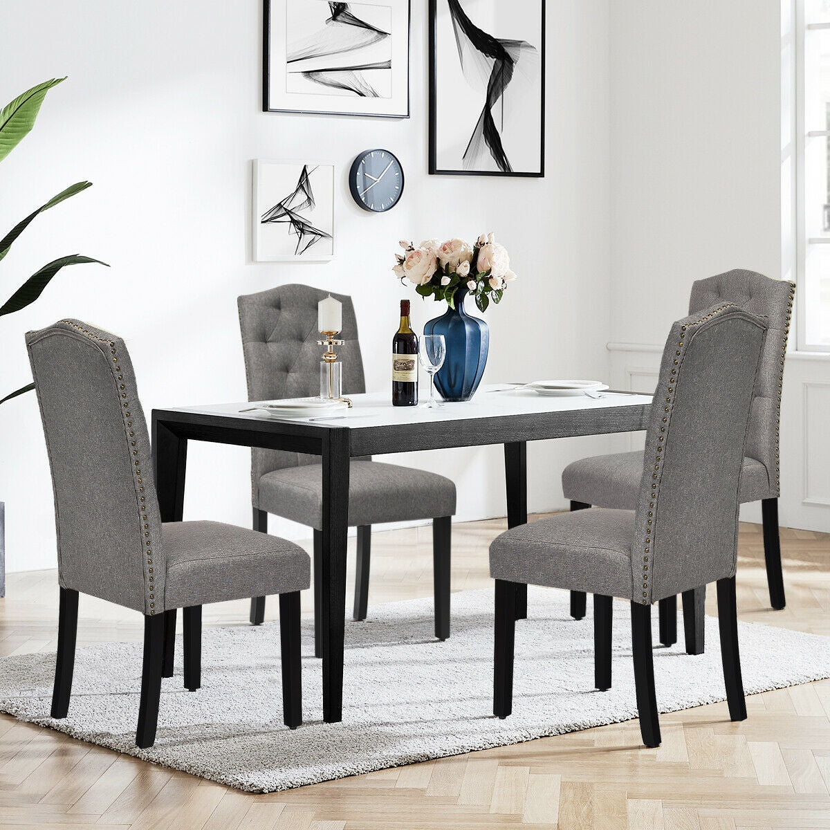 Set of 2 Tufted Upholstered Dining Chairs