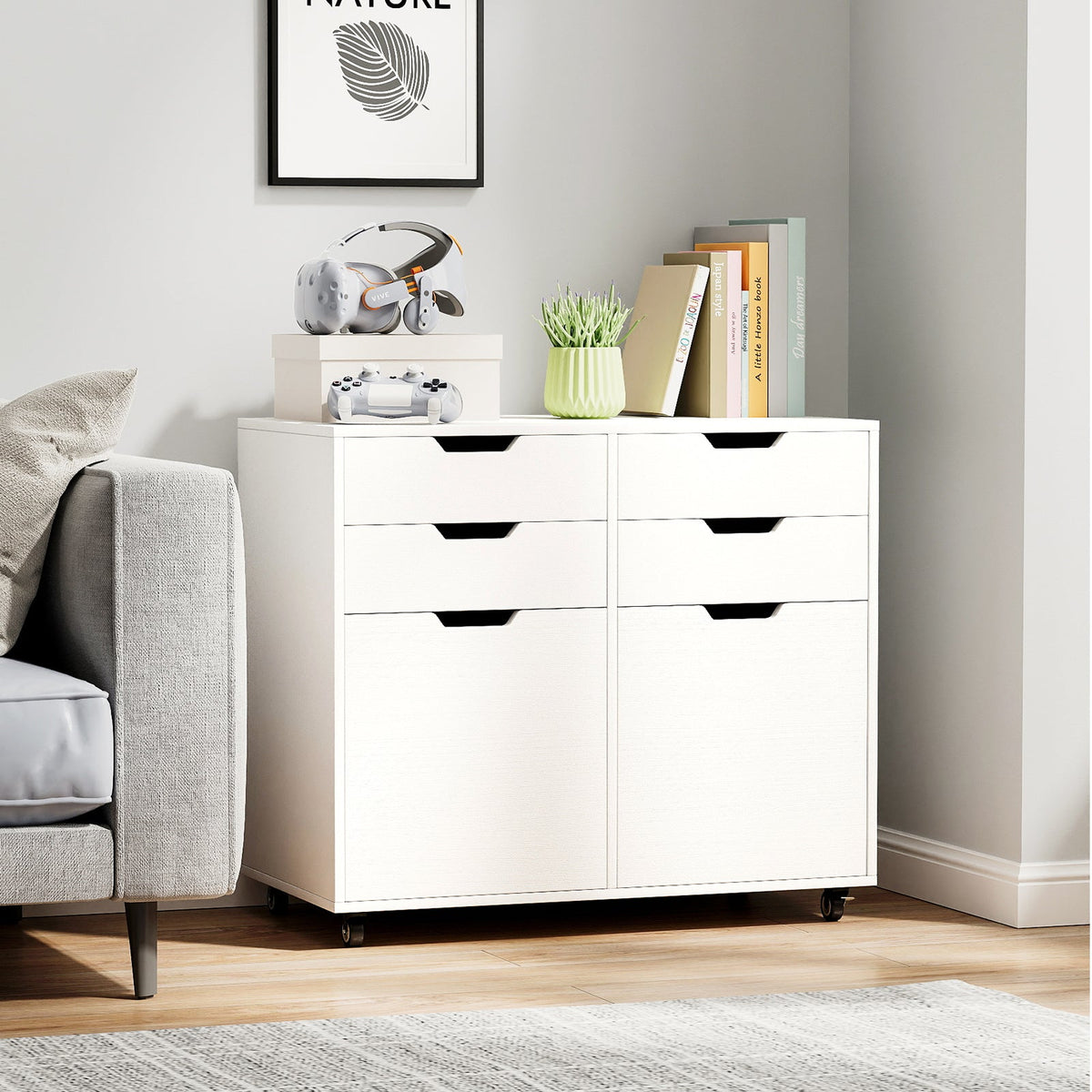 4 Drawer File Cabinet with Wheels for Home Office Organization