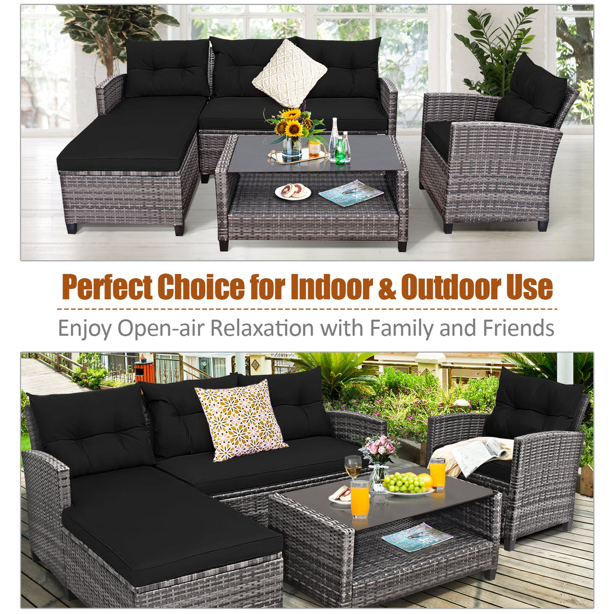 4 Pieces Patio Rattan DirectDeals