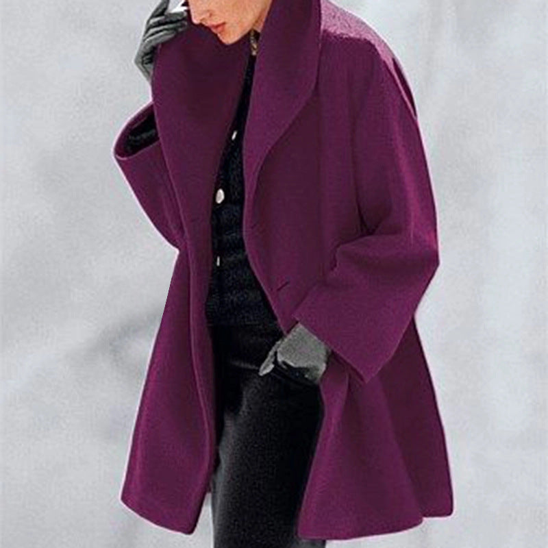 Women's Trendy Clothes Multi-color Round Neck Loose Sweater Woolen Coat Solid Casual Coat For Autumn And Winter My Store