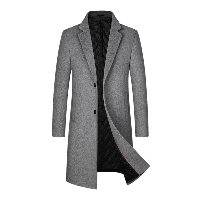Men's Woolen Overcoat Mid-length Cotton-padded And Thickened