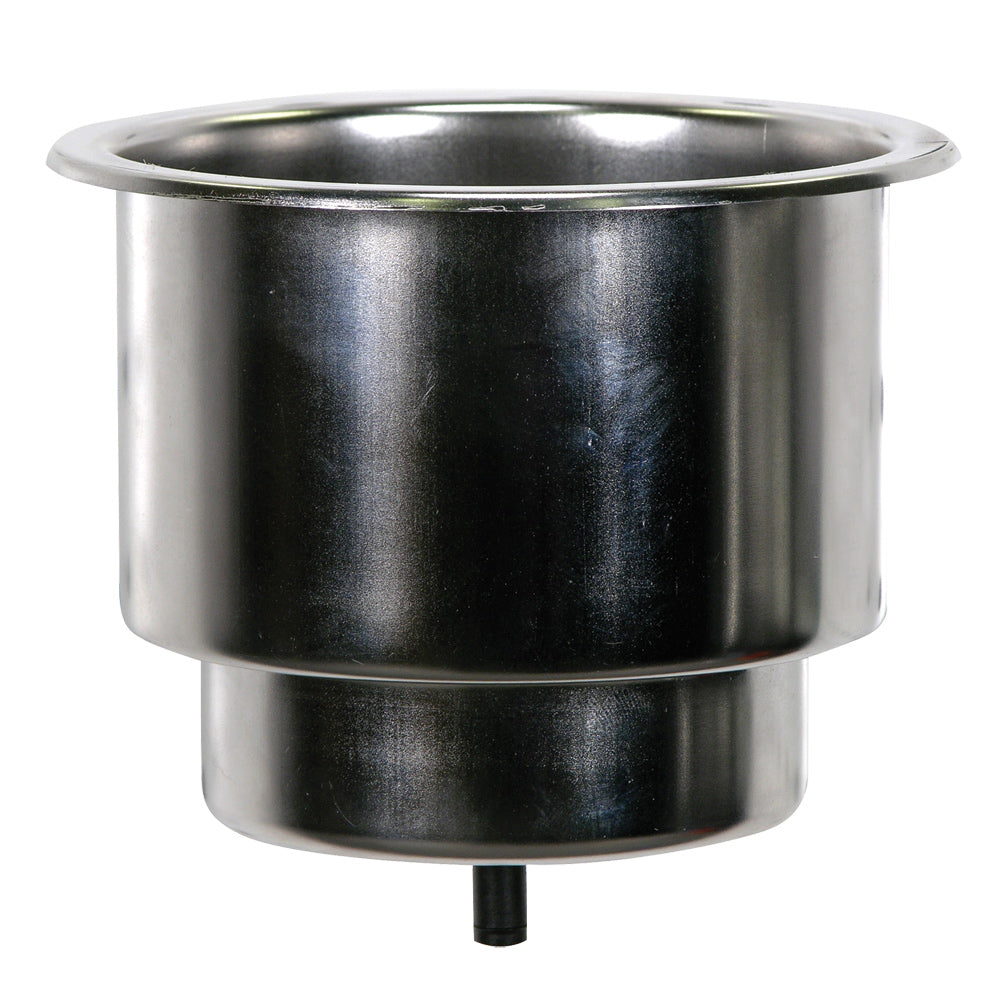 Whitecap Flush Cupholder w/Drain - 302 Stainless Steel TRAPSKI