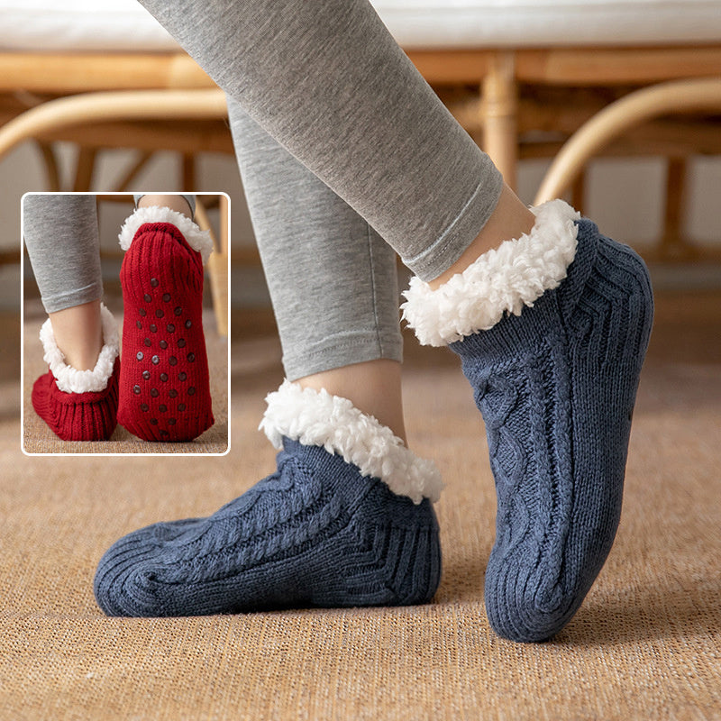Winter Knitted Plush Socks, Non-slip, Women’s