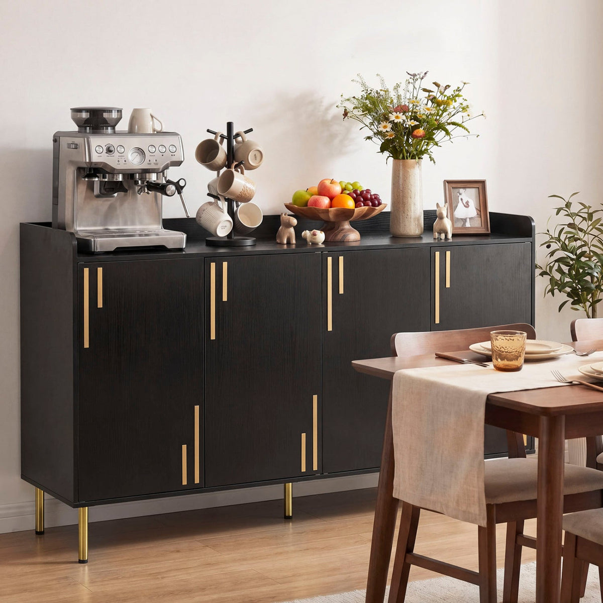 55" Buffet Cabinet with 4 Doors and Metal Legs DirectDeals