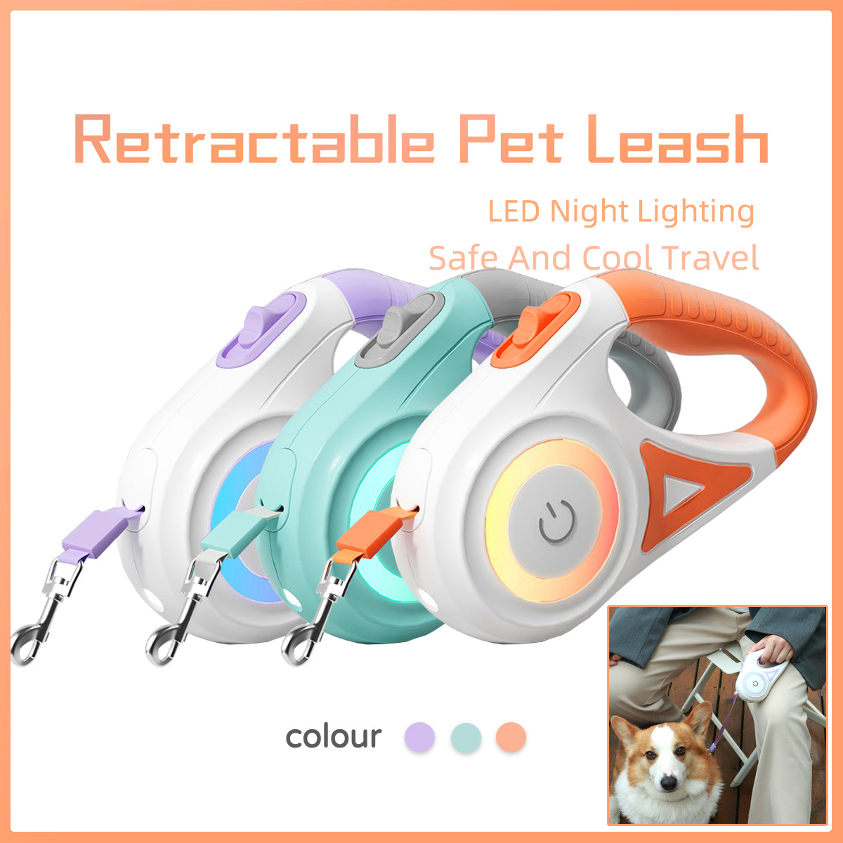 Dog Leash Retractable Leash And Dog Collar Spotlight Automatic Pet Dog Cat Traction Rope For Small Medium Dogs Pet Product My Store