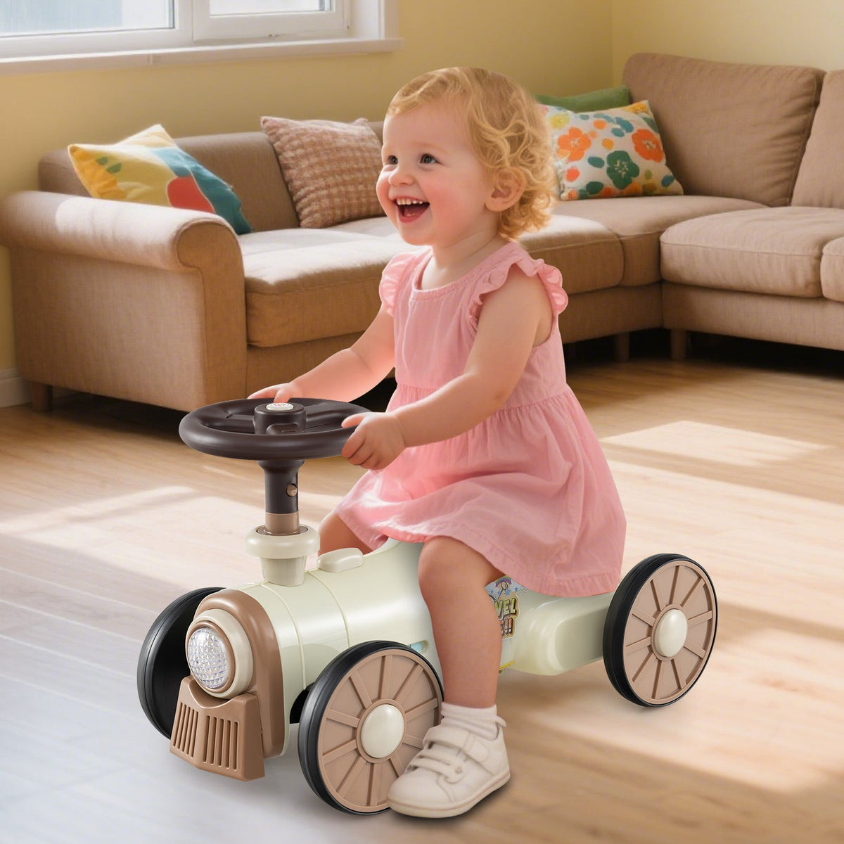 Ride on Toy with Steering Wheel and Train Whistle Sound Button GBruno Store