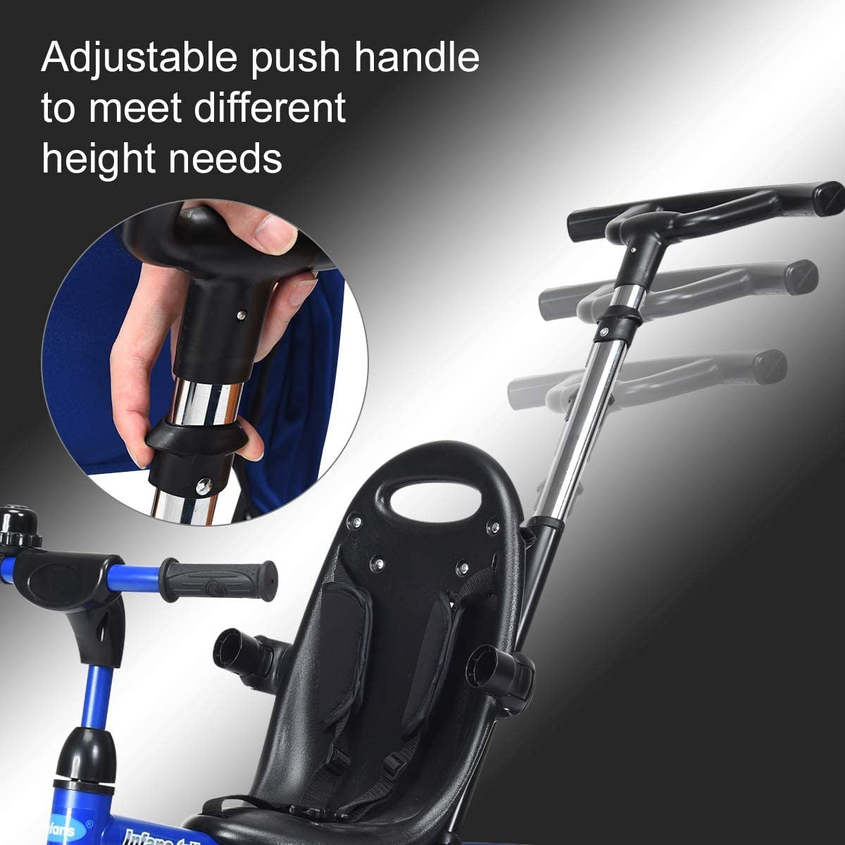 4-in-1 Kids Tricycle with Adjustable Push Handle-Blue GBruno Store