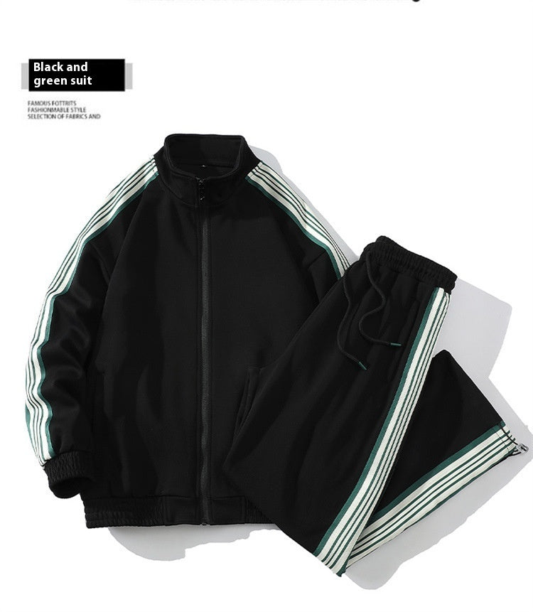 Trendy Straight Striped Sports Suit For Men