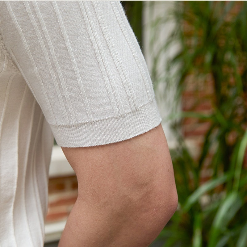 Slim Fit Sunken Stripe Knit Short Sleeve