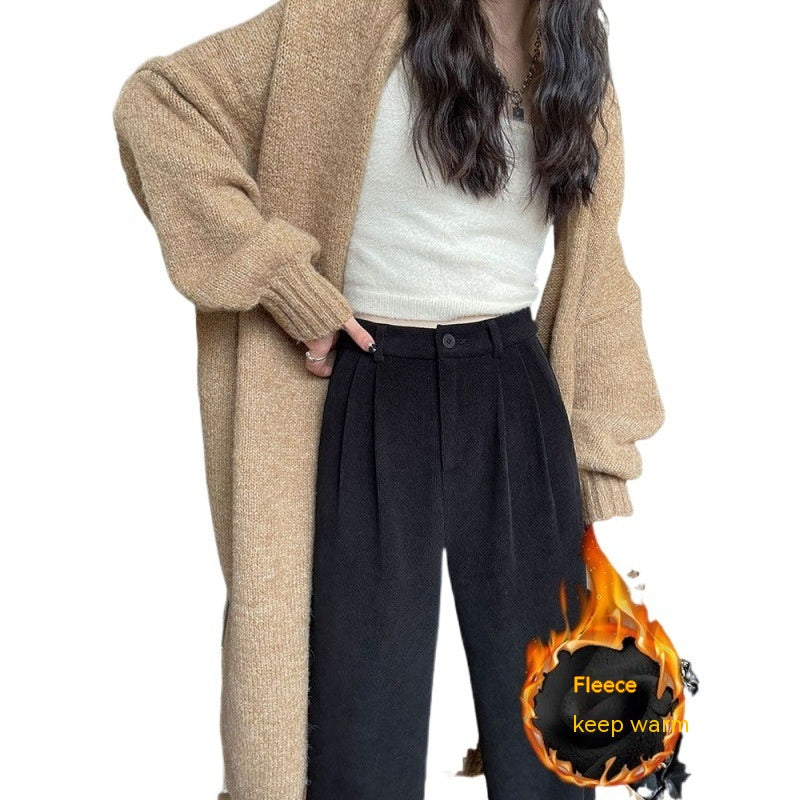 Chenille Fleece Wide-leg Pants Women
