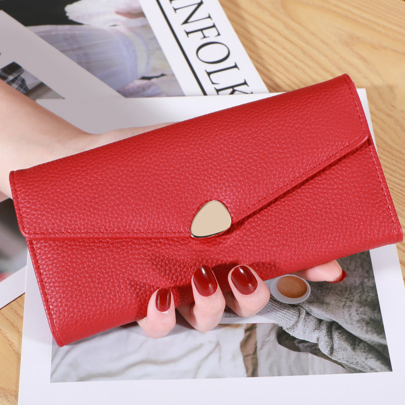 Women's Lychee-pattern Clutch Wallet Fashionable Cardholder Multi-functional