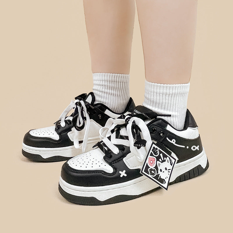 Black And White Board Shoes Women's All-match