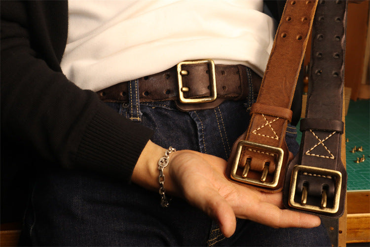 Cowhide Handmade Anti-allergy Men's Leather Belt