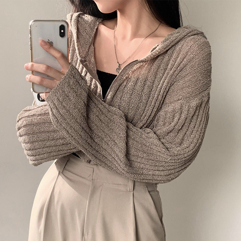 Fashion Solid Color Sweater Coat For Women