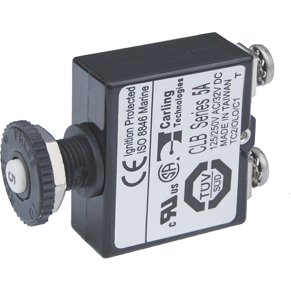 Blue Sea Push Button Reset Only Screw Terminal Circuit Breaker - 5 Amps TRAPSKI