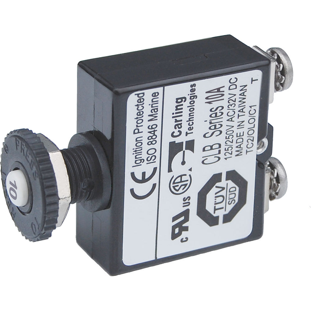 Blue Sea Push Button Reset Only Screw Terminal Circuit Breaker - 10 Amps TRAPSKI
