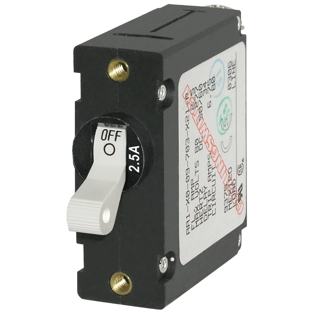 Blue Sea 7197 A-Series White Toggle Circuit Breaker - Single Pole 2.5A TRAPSKI