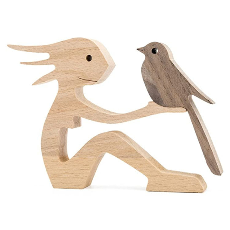 DIY Wooden Dog Figurine Sculpture Home Decor