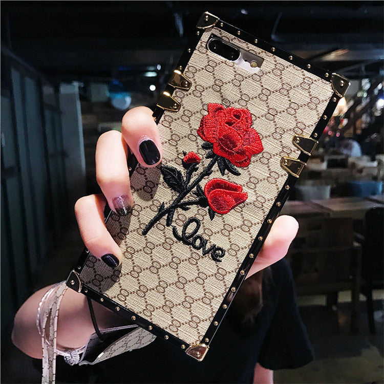 Apple 3D Rose Embroidered iPhone Case