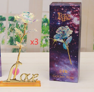 24K Luminous Color Gold Rose Flower Set My Store